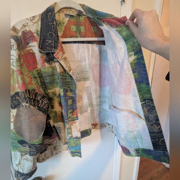 VTG 90s Chico's Utility Graffiti Cotton Jacket - Picture 14 of 14